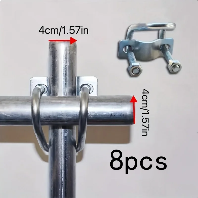 8 Pcs 40mm U-shaped Pipe Clamps for Outdoor Pipes Polished Rust-proof Suitable for Yard Lawn Garden Shed Steel Pipe Connec...