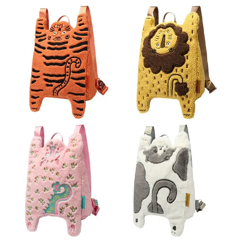 Animal Mochila Hit Color Plush Fur Mochilas Mujer Original Bag Multi-functionBackpack Lovely Sweet Cute Kawaii Bolsa Feminina