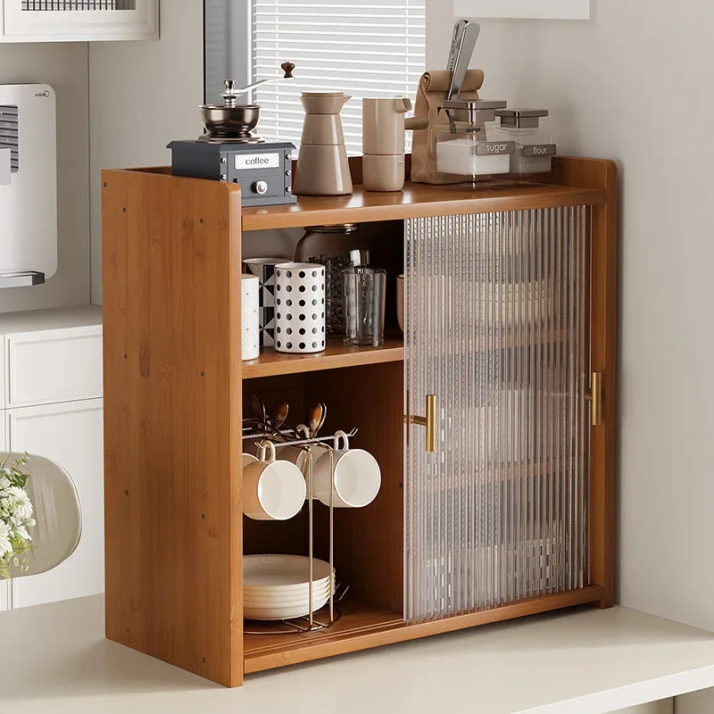 Desktop cup holder coffee cup tea set dust storage cabinet kitchen countertop rack