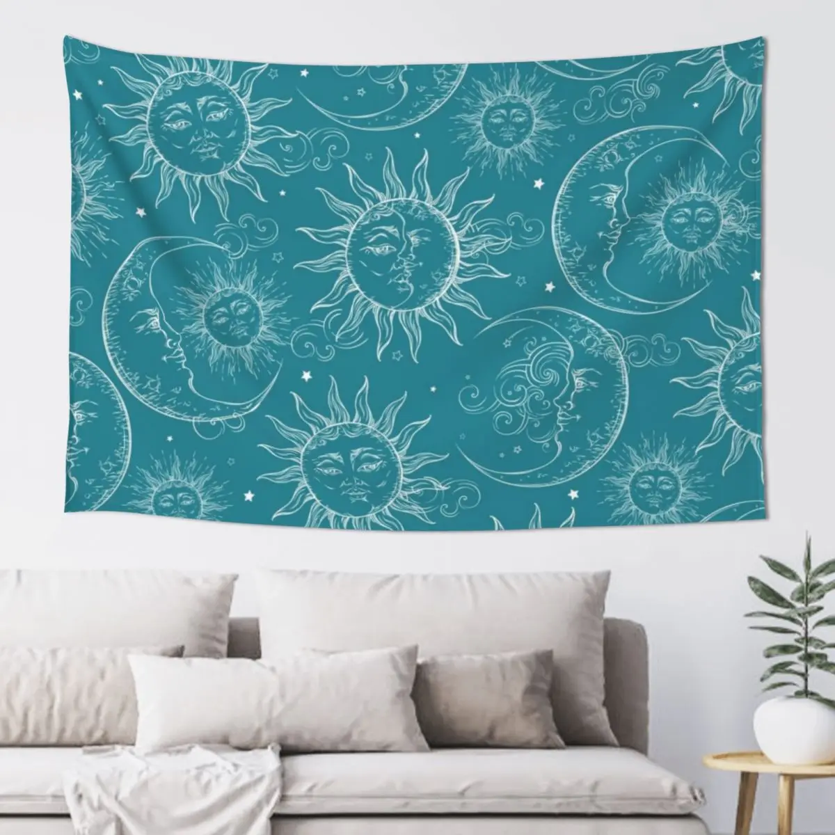 

Teal Magic Celestial Sun Moon Stars Tapestry Room Decor Cute Kawaii Room Decor Aesthetic Room Decorations Tapestry