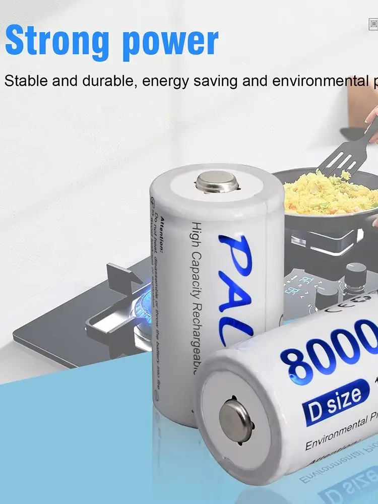 PALO 1,2V D-Größe Wiederaufladbare Batterie 8000mAh NI-MH Wiederaufladbare D R20 Batterien für Spielzeug Taschenlampe Gaskocher mit LCD Smart-Ladegerät für AA AAA C D 9V Batterien