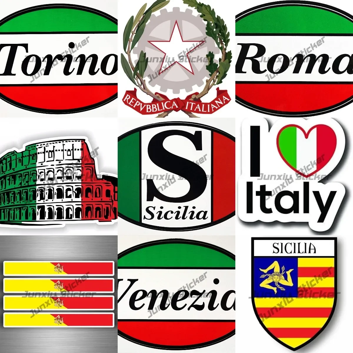 Italian Flag My Shield Emblem Coat of Arms of ITALY Country Code I Flag  Oval Shape Sticker Italian Torino Venezia Sicilia Decal