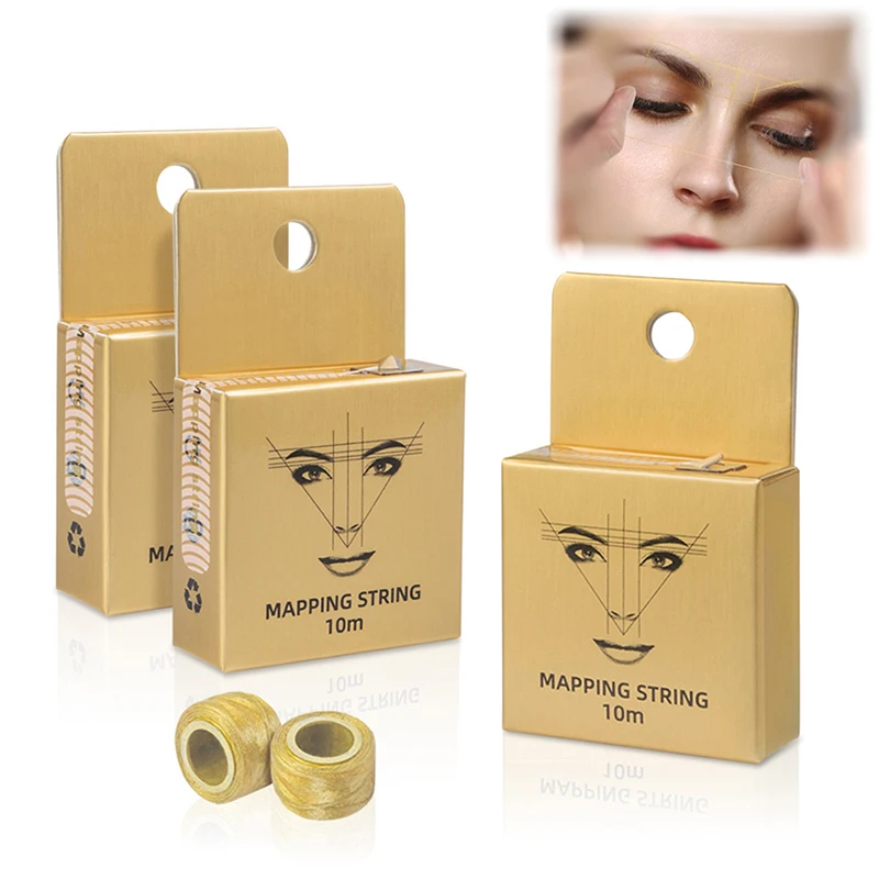 

10M Gold Ink Tattoo Thread Microblading Mapping Pre-Ink String For Makeup Eyebrow Dyeing Linen Thread Positioning Measure Tools