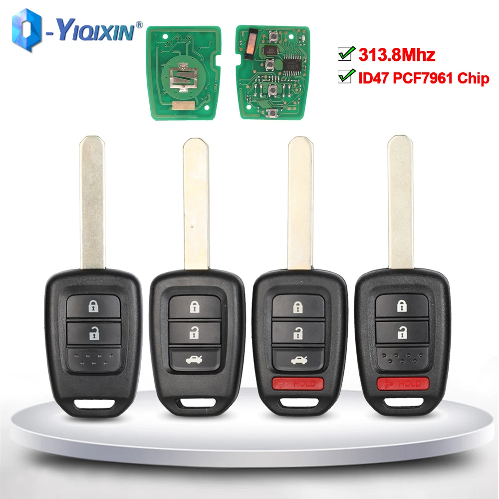 

YIQIXIN 2/3/4-кнопочный автомобильный ключ-пульт 313.8 МГц с чипом ID47 PCF7961 для Honda CRV Accord Civic 2013-2017, с необработанным лезвием