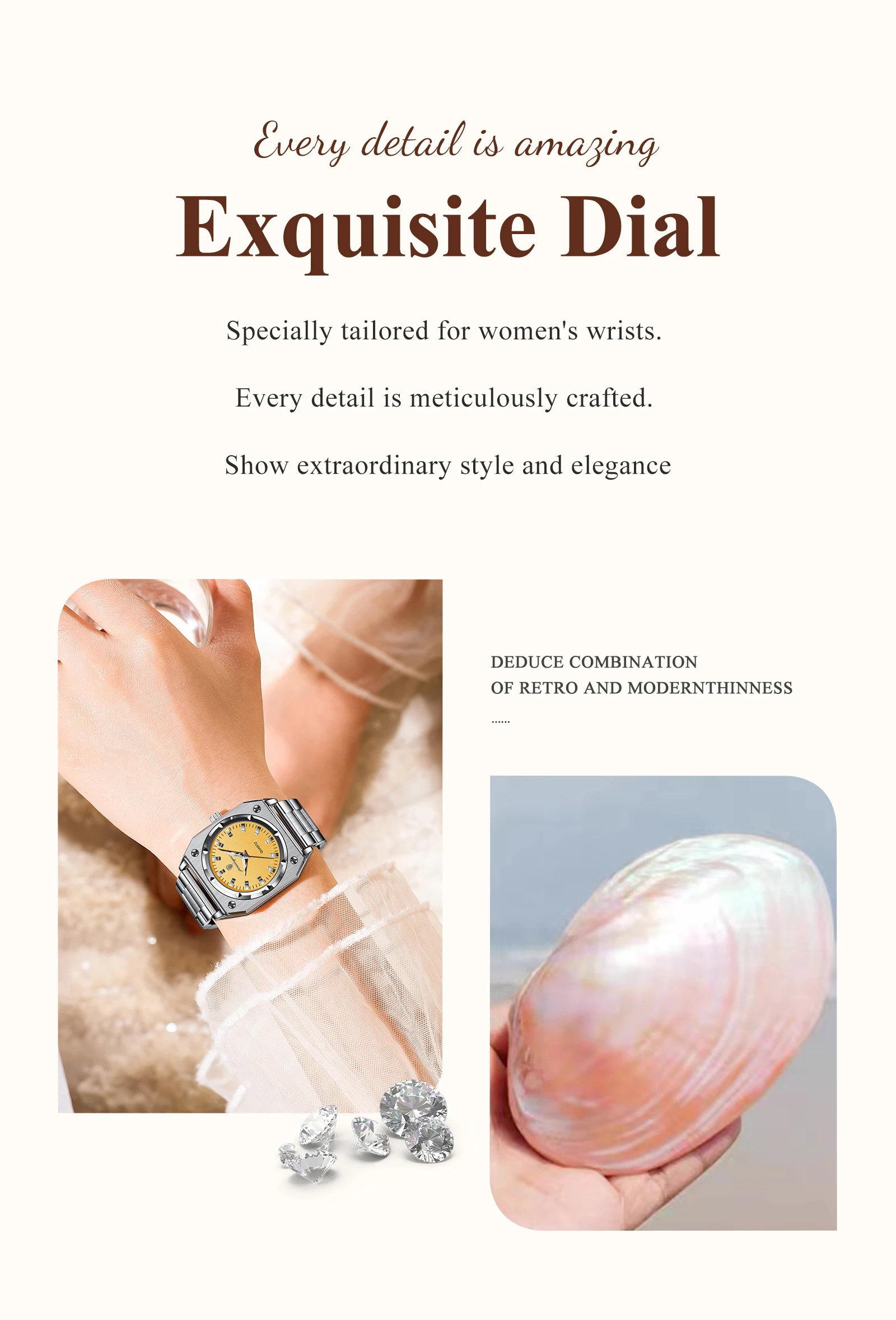 POEDAGAR Elegante Damen-Armbanduhr, wasserdicht, Edelstahl, leuchtend, exquisite Damenuhr, Quarz, hochwertige Damenuhren – Detail 3