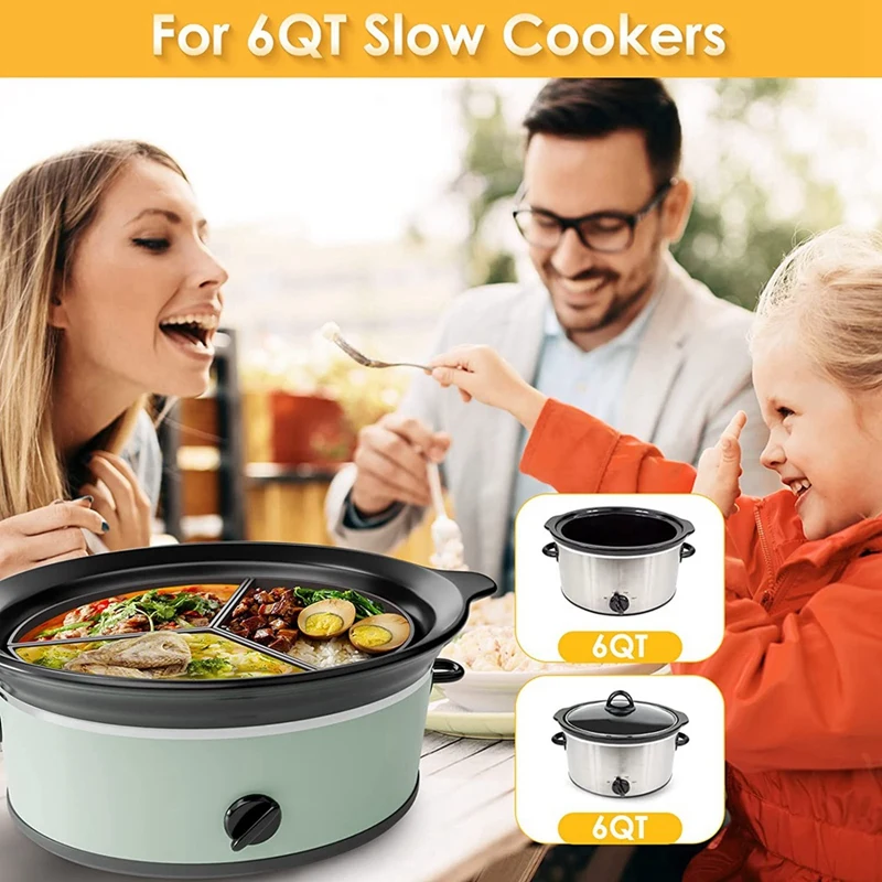 Slow Cooker Divider Liner, Slow Cooker Liner Silicone Pot Liners Dishwasher Safe Cooking Liners For 6 Quart Pot