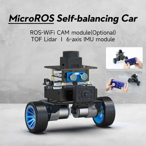 MicroROS セルフバランスロボットカー ESP32 および STM32 デュアルプロセッサベース TOF Lidar サポート 4KG 負荷 SLAM マッピングナビゲーション