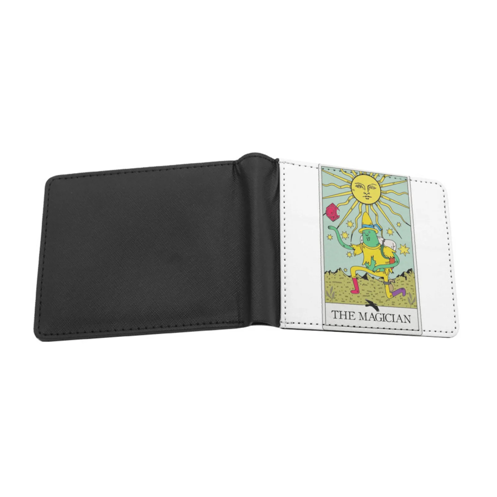 Magic Man Tarot Card The Magician Men Leather Wallet Credit Card/Id Holders Inserts Money Bag Male Short Purses Magic Man Tarot