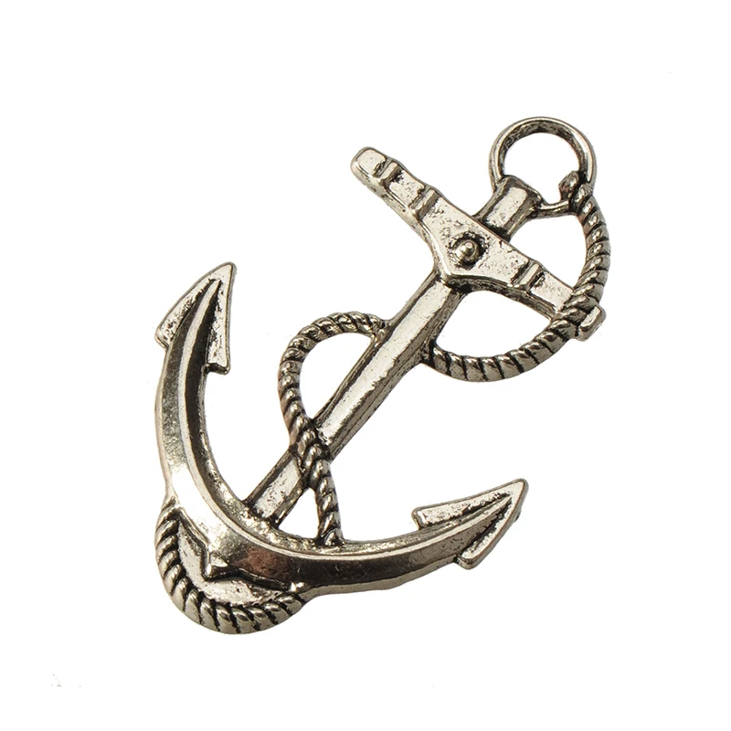 Silver Charms Pendants For Making Handicrafts Suspension 10pcs Metal Large Boat Anchor Diy Parts Jewellery Components Wholesales