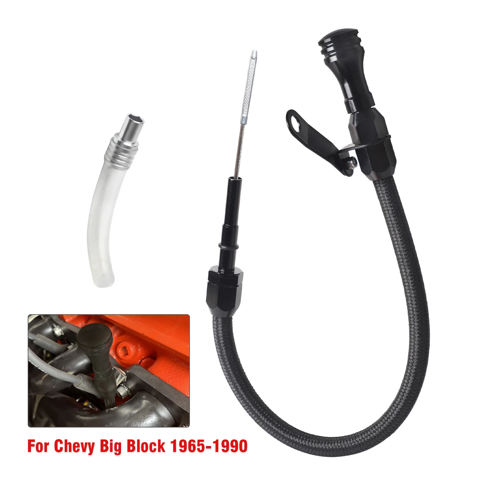 

For Chevy Big Block 1965-1991 BBC Stainless Flexible Engine Oil Dipstick 396 427 454 496 502 High Grade Wear Resistant Black