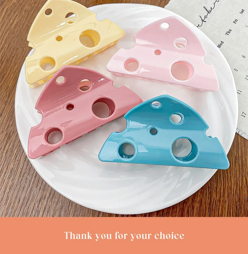 Women's Claw Clips Cute Cheese And Cheese Grab Clips Fun Hair Clips Coiled Hair Accessories Large High End Kawaii Shark Clips