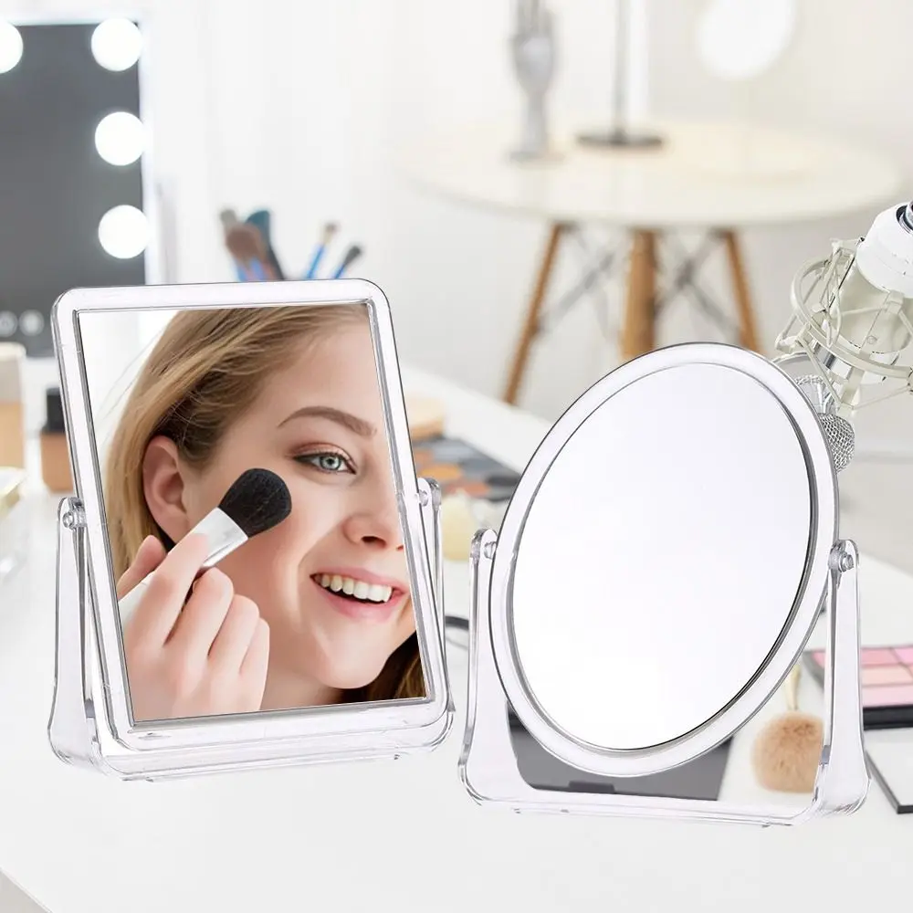 Nowy 360 °   Obrotowe lusterko kosmetyczne dwustronne ze stojakiem, lusterko do makijażu, lusterko kosmetyczne o wysokiej rozdzielczości.