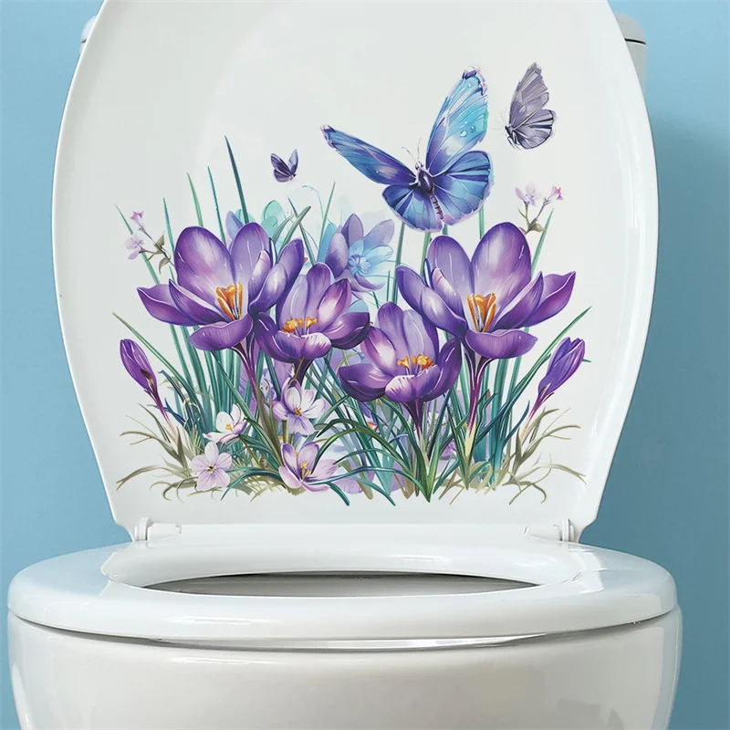 

Butterfly Flower Toilet Seat Stickers Self-Adhesive Toilet Lid Decals Diy Removable Stickers For Bathroom Home Decor