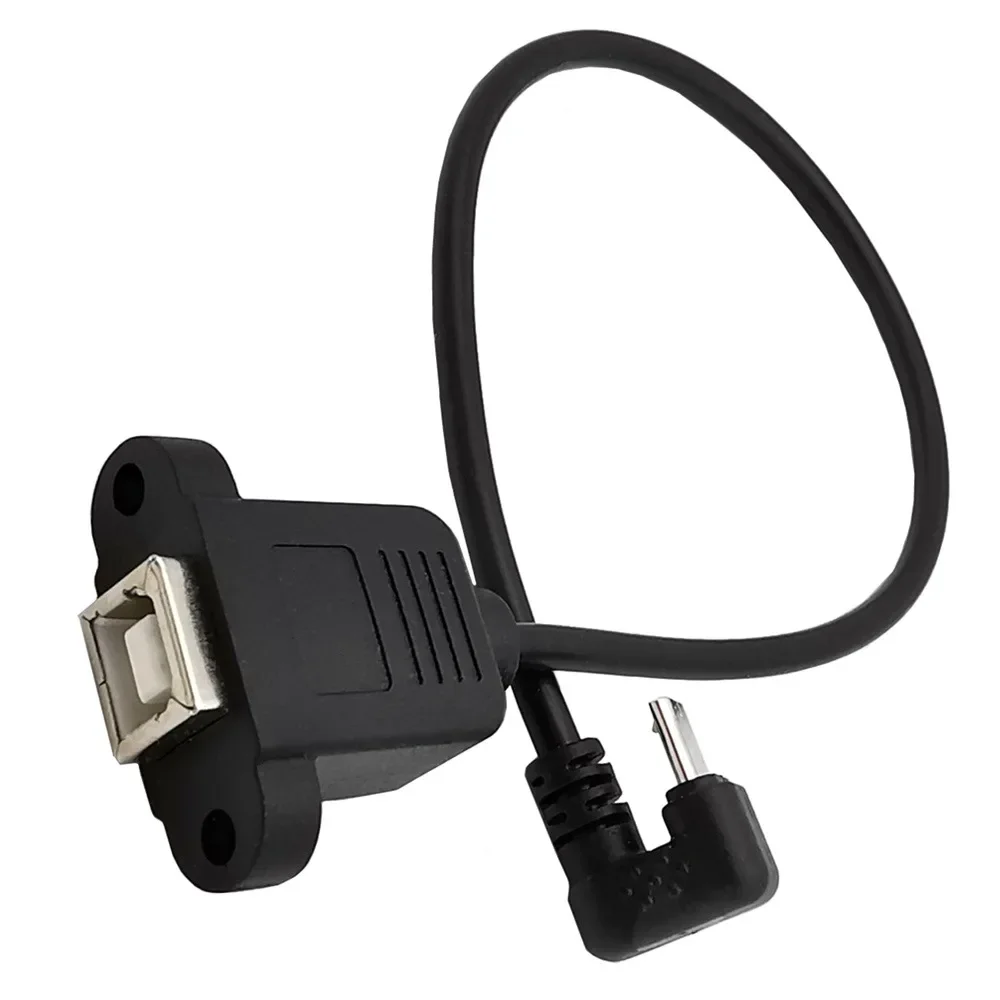 USB 2,0 tipo B hembra enchufe montaje en Panel de impresora a tipo U 90 grados USB Micro B 5 pines macho Cable de carga de datos de juegos móviles 0,3 m