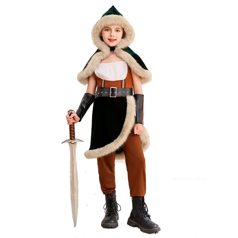 Fantasia de Guerreira Viking para Meninas, Traje de Cosplay Infantil, Fantasia de Pirata para Halloween, Festa de Filme, Fantasia de Cosplay