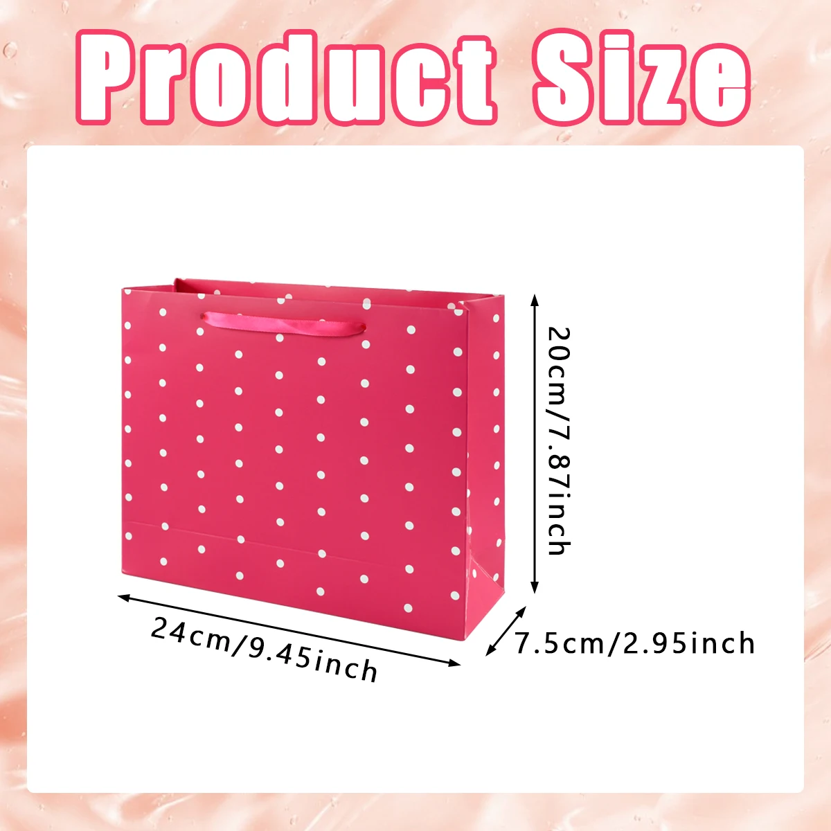 10Pcs Rose Red Paper Wrapping Pouch with White Wave Dot Treat Gift Bags Goodie Packaging Bag for Mother Birthday Party Supplies