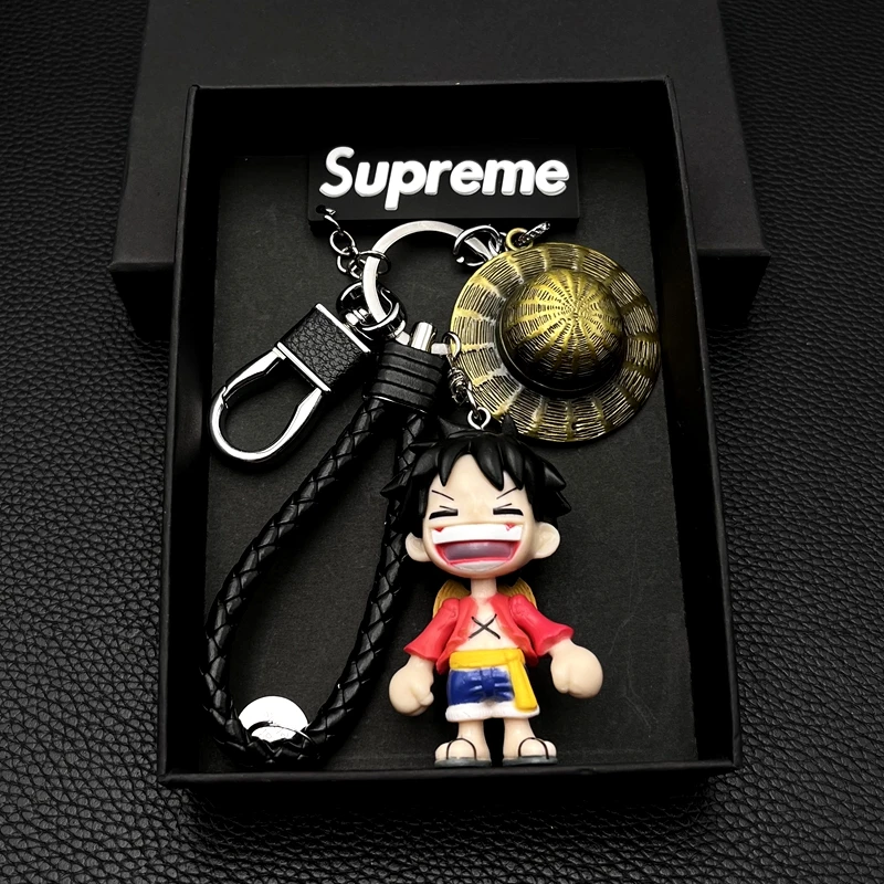 

6.5cm Bandai One Piece Anime Figure Model Toys Monkey D Luffy Keyring Bag Pendant Creative Waist Hanging Key Back to school Gift