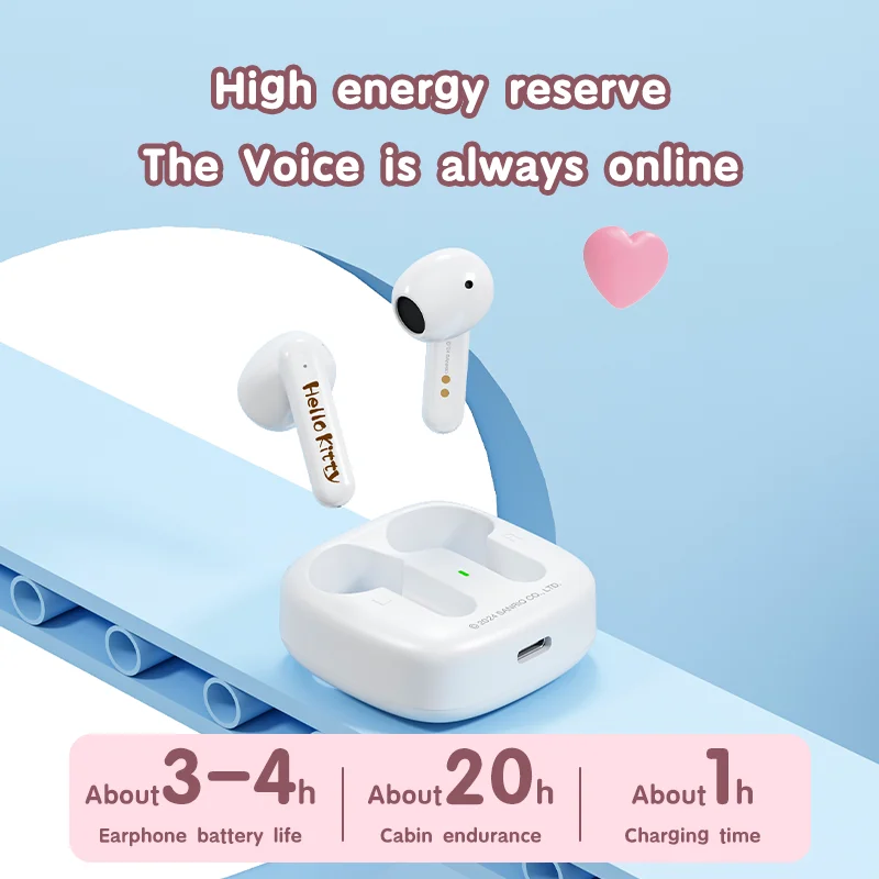 Bluetooth 5.4ワイヤレスヘッドセット,h19,h19,tws,hello kitty,cawaii,cinnamoroll,ノイズリダクション