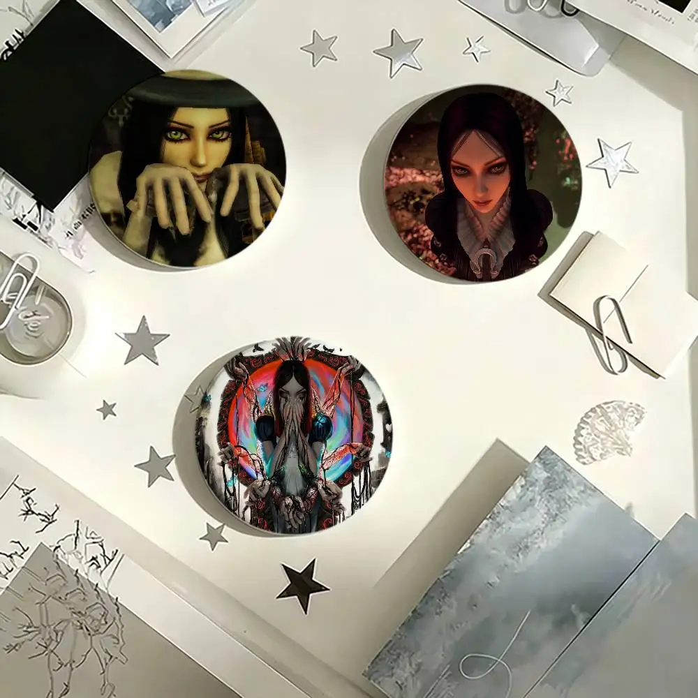 

A-Alice Madness Returns Button Pins Backpack Clothing Decor Brooch Badge Jewelry Gifts for Kids
