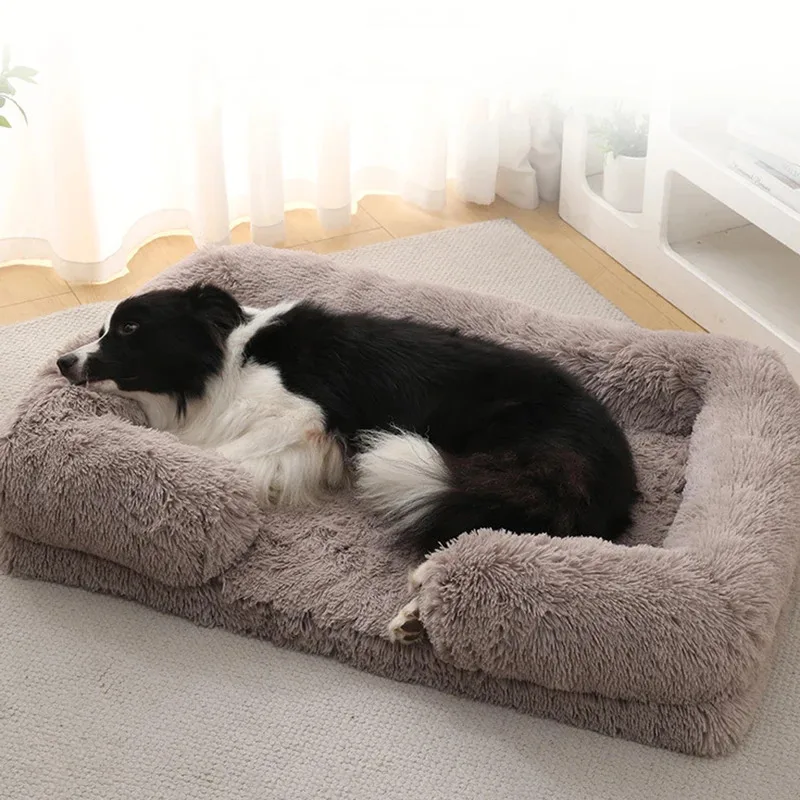

Dog Sofa Bed Square Beds Washable Warm Pet Cushion Orthopedic Faux Fur Memory Foam Lounger Fluffy with Remove Cover Cozy Plush