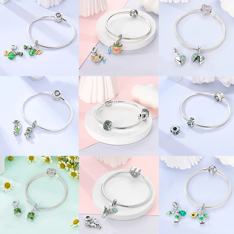 2026 925 Sterling Silber Grüner Glücks-Zirkon Vierblättrige Kleeblatt-Serie Charms Niedliche Hundeperlen Passend für Armbänder DIY Schmuck Originelle Frauengeschenke – Detail 7