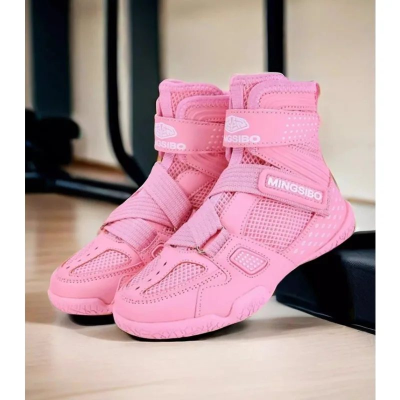 Zapatos de boxeo y lucha para niños y adultos, entrenamiento para hombres y mujeres, combate, Sanda, zapatos altos, botas, fuerza, levantamiento de pesas, gimnasio