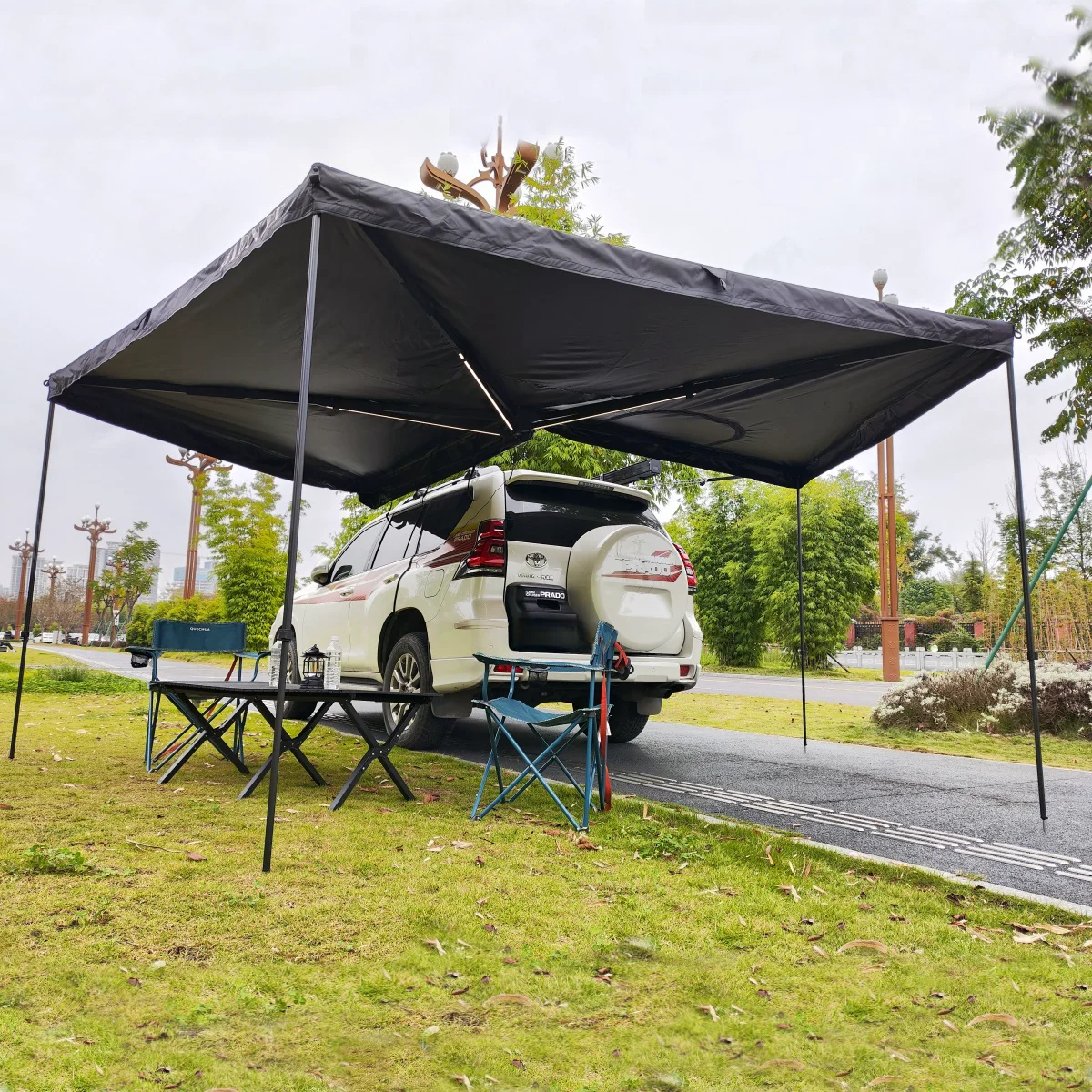 

Автомобильная непромокаемая палатка для кемпинга, 270, палатка на крыше Foxwing, 270 градусов, тент с D-молниями, боковой навес