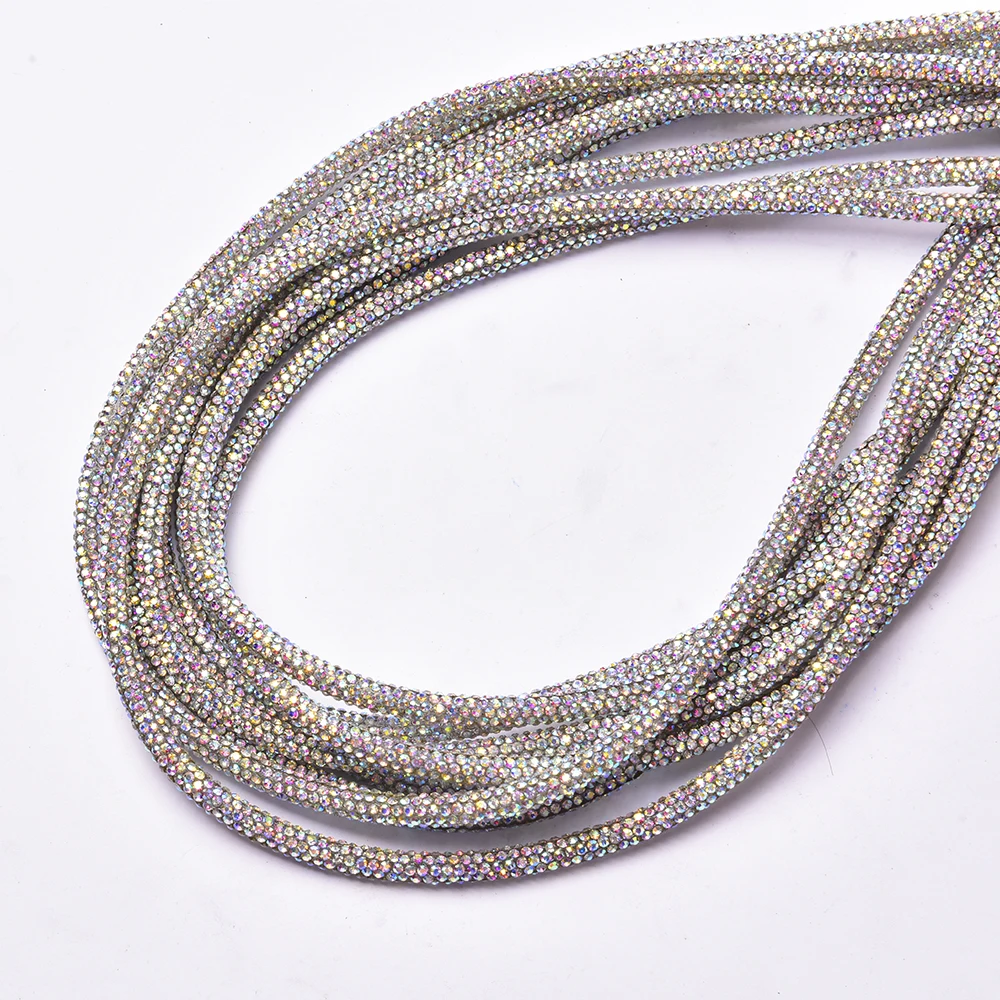 2 metri 6 mm cristallo strass corda cavo colorato trim vestito vestiti scarpe fasce di diamanti fai da te coulisse cintura nastro