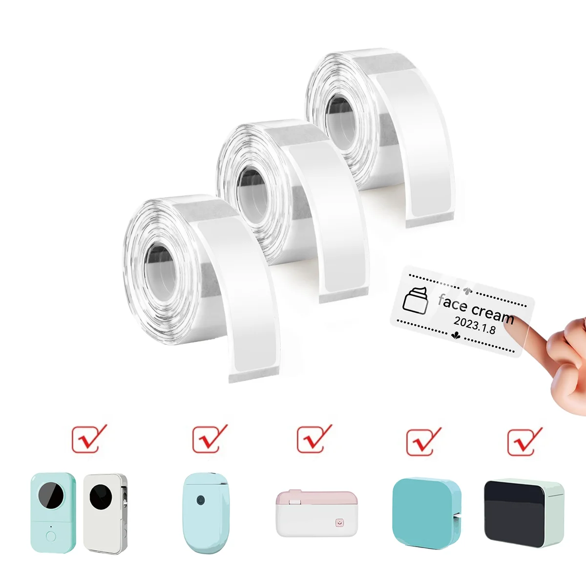 

12x40mm(0.47 "x1.57")Transparent Label tape,Suitable For D30/Q30/P15/P11/L11/P12 Label Printer For Barcode Address Home Business