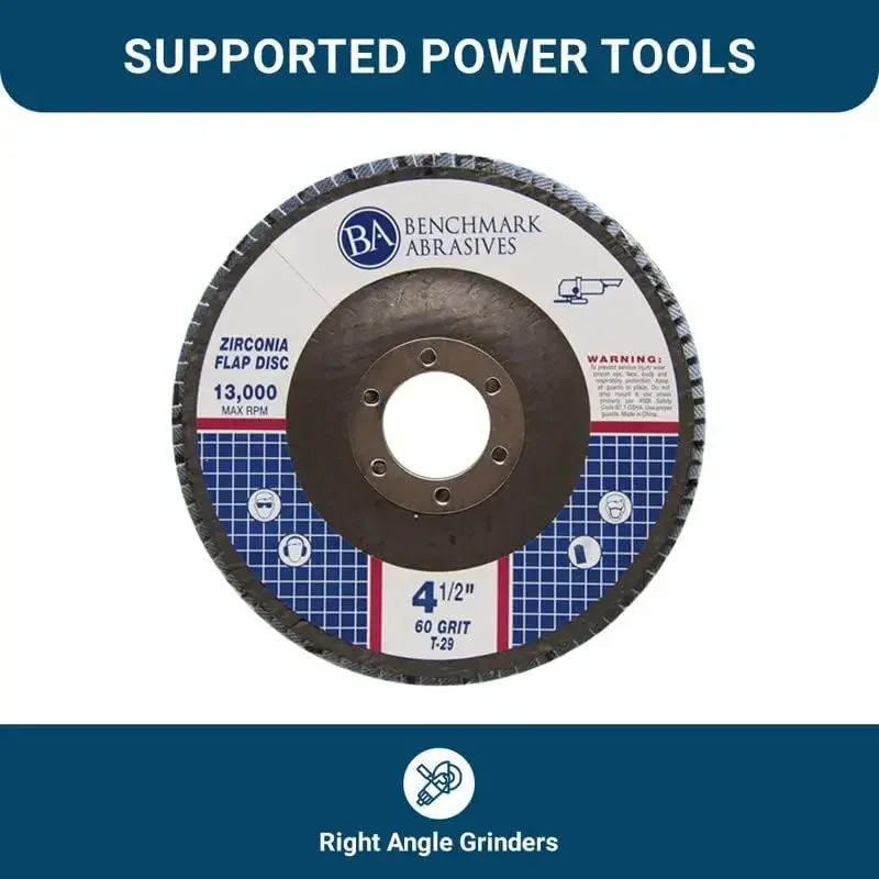 Abrasives 4.5" x 7/8" Premium Zirconia Type 29 Flap Discs 4 1/2 for Angle Grinder, Sanding Discs, Finishing - Grinding Wheels 4