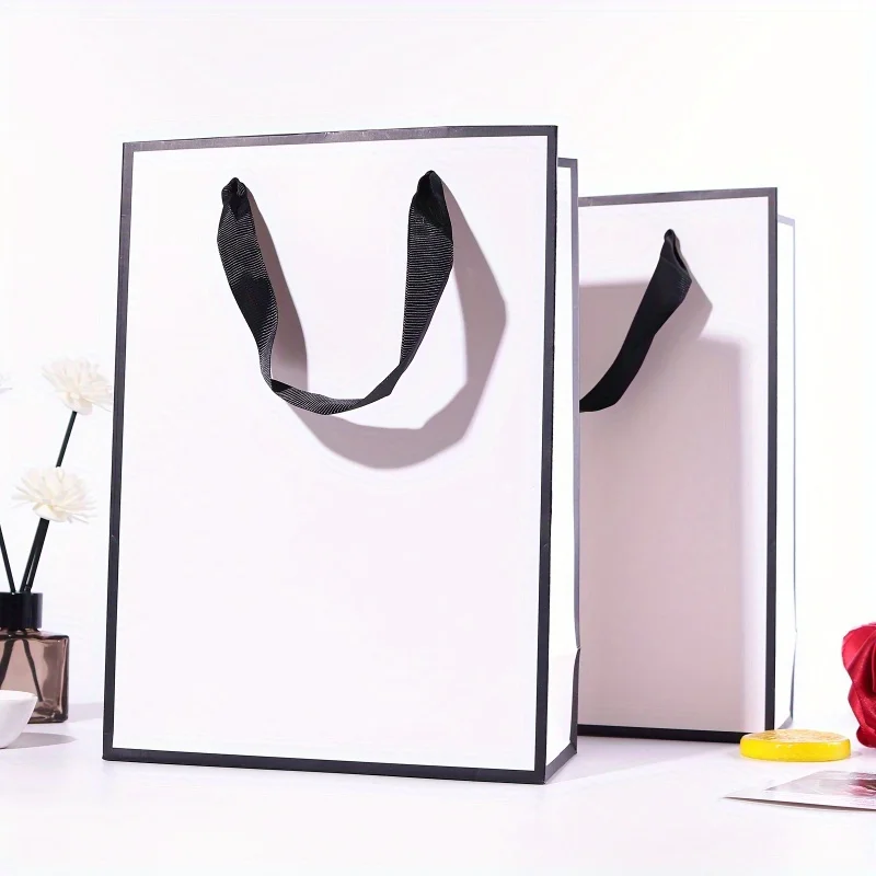 White Card Tote Bags, White Paper Bags Gift Bags, Women's Clothing Store Shopping Bags, Jewelry Beauty Packaging Bags