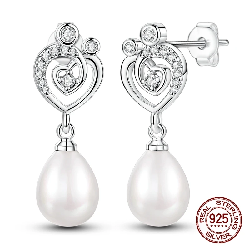 

925 Sterling Silver Love Water Droplet Earrings Women Zirconium Drop Earring for Anniversary Wedding Jewelry Gifts