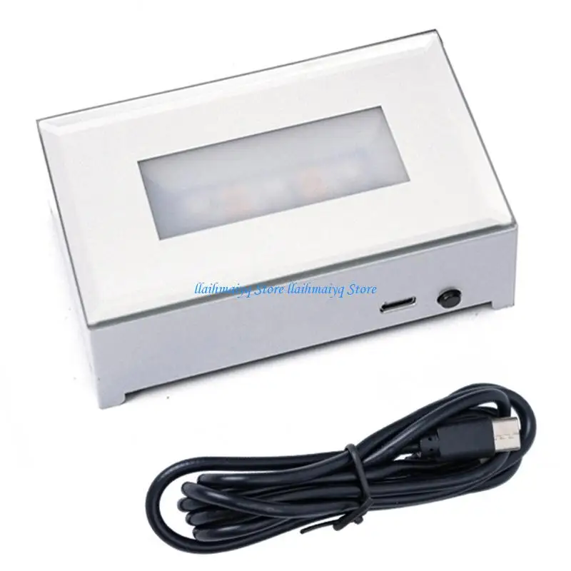 573B Rectangular 3D Engraved LED Adjustable Light Base for Jewelry Display with Multiple Color Options and USB Power Supply