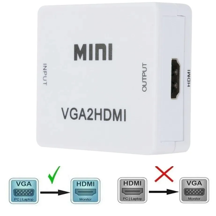 YIGETOHDE HD 1080P VGA to HDMI-Compatible Video Adapter Converter VGA2HDMI Converter With Audio For PC Laptop to HDTV Projector