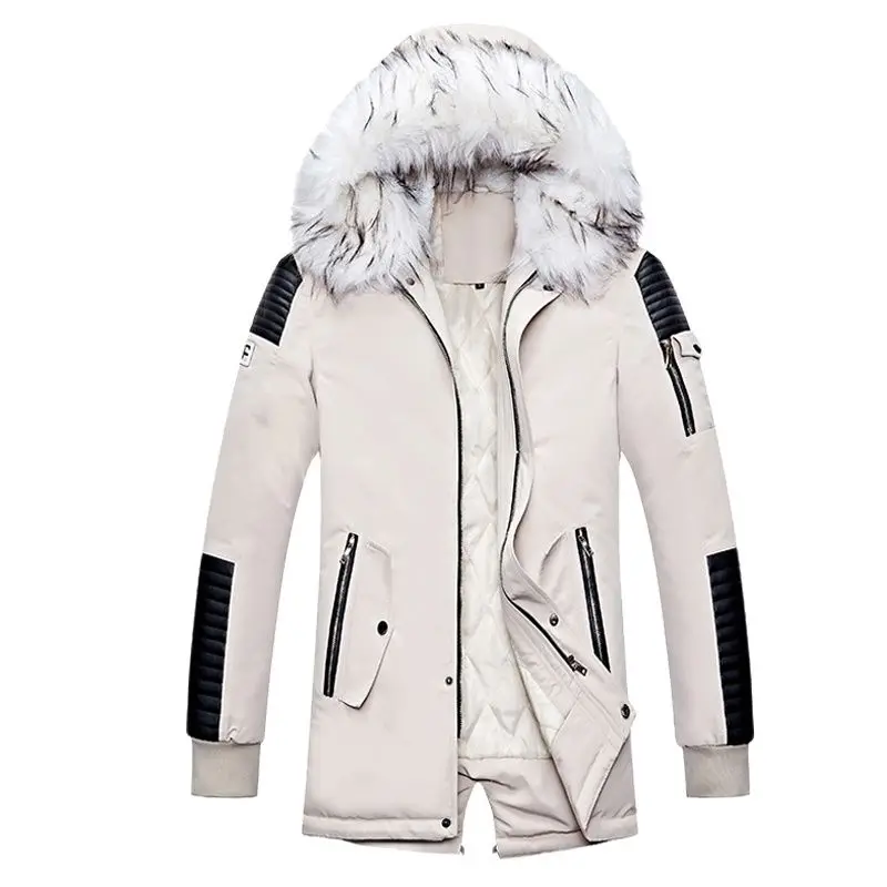 Winter Big Pockets Thick Parkas Men Windproof Warm Coat Fur Collar Hooded Alaska Jackets Thick Male Snowjacket Fashion Outwear