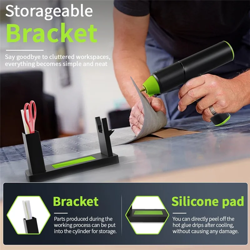 

A53Q-Hot Glue Gunset, Cordless Glue Gunwith Stand USB Rechargeable Preheating Auto Shutoff Hot Melt Glue Guntool For DIY