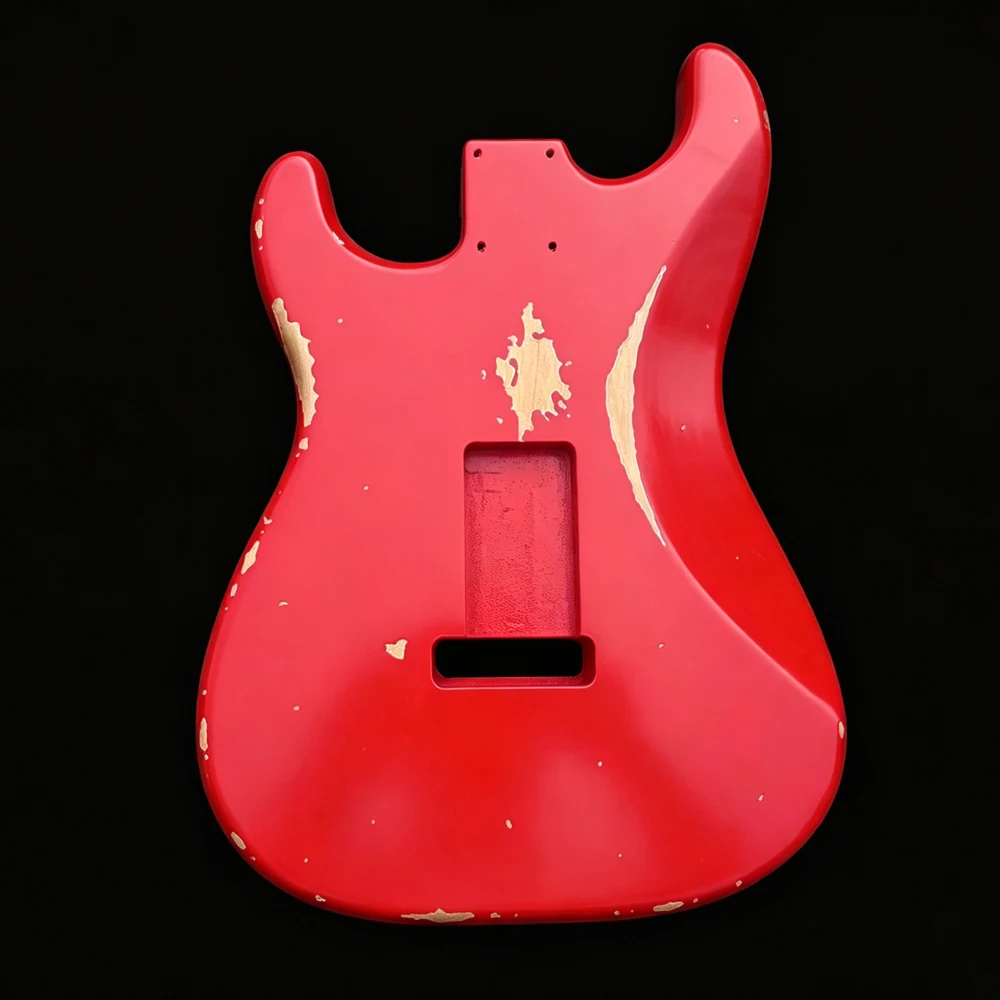 DIY Alder Electric Guitar Body Handmade Relic ST Red Guitarra Body Nitro Finish H-S-H Pickups Cavities No Guitar Parts Body Only
