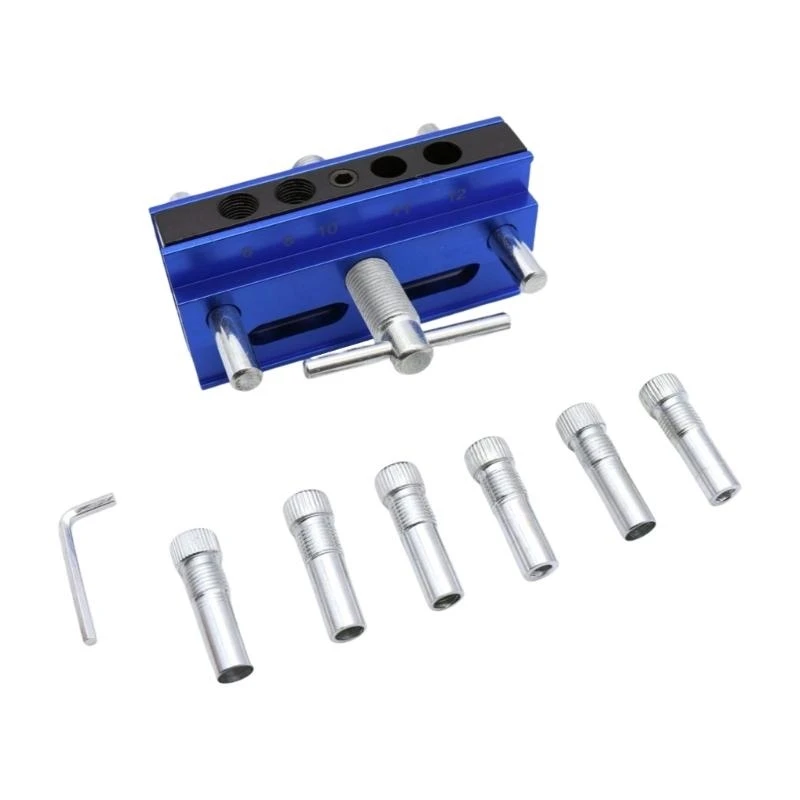 Centering Doweling Jig 6 Drill Guides for Straight Holes Adjustable Metal