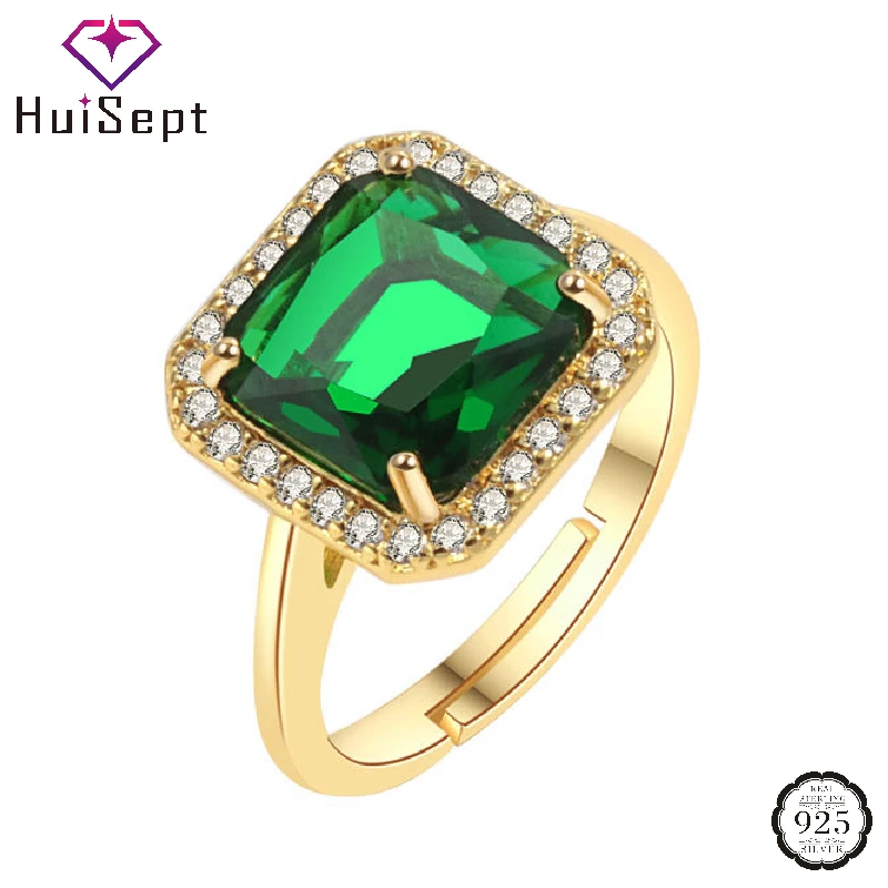 

HuiSept Trendy Zircon Rings 925 Silver Jewelry Accessories for Women Wedding Engagement Party Promise Bridal Gift Finger Ring