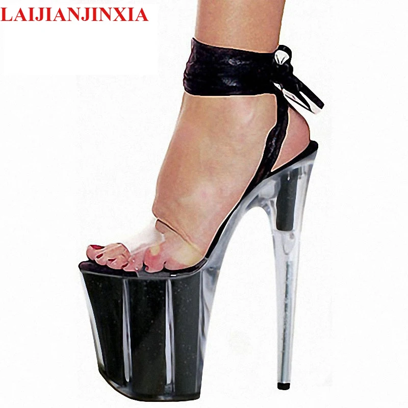 

LAIJIANJINXIA New 20CM/8inches PVC Upper Fashion Sexy Exotic High Heel Platform Party Women Sandals Pole Dance Shoes E085