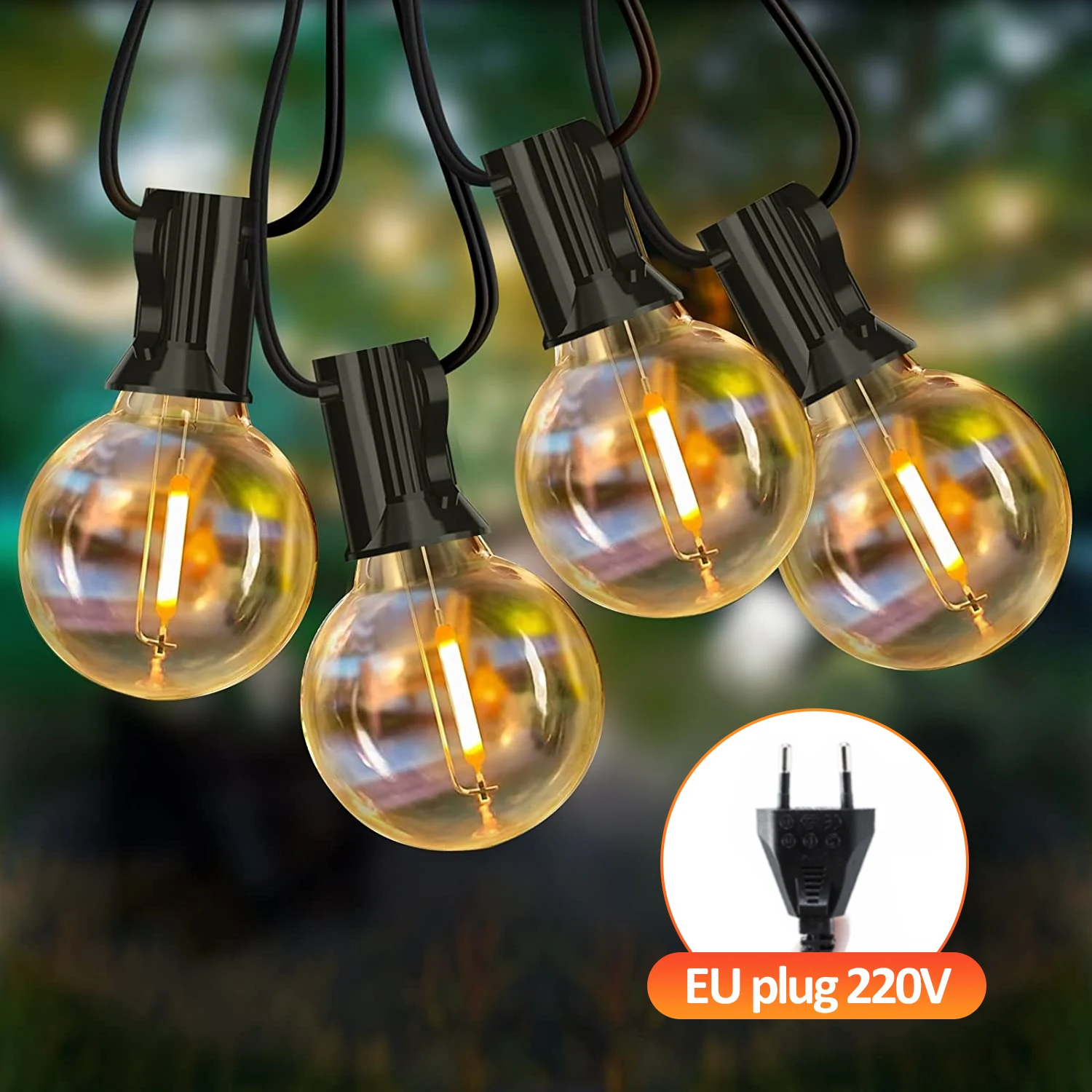 Imagem -06 - Globo Luzes Cordas para Festa de Natal Lâmpadas Plásticas Led Jardim Lâmpada Decorativa Guirlanda ue 220v 10 30 50 s G40