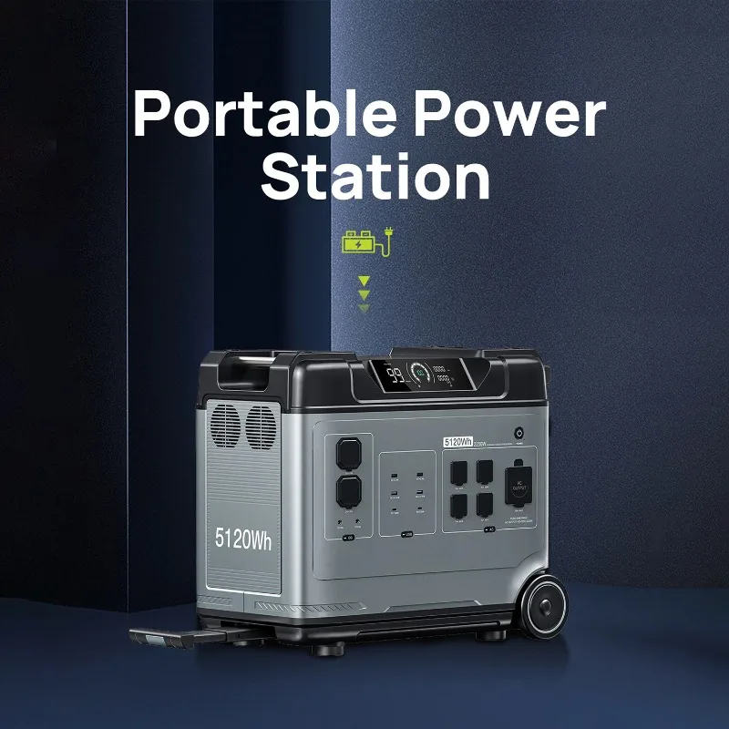 5000W Solar PV Integrated Energy Storage System, High Power Portable Solar Generator for Household Use & Outdoor Camping