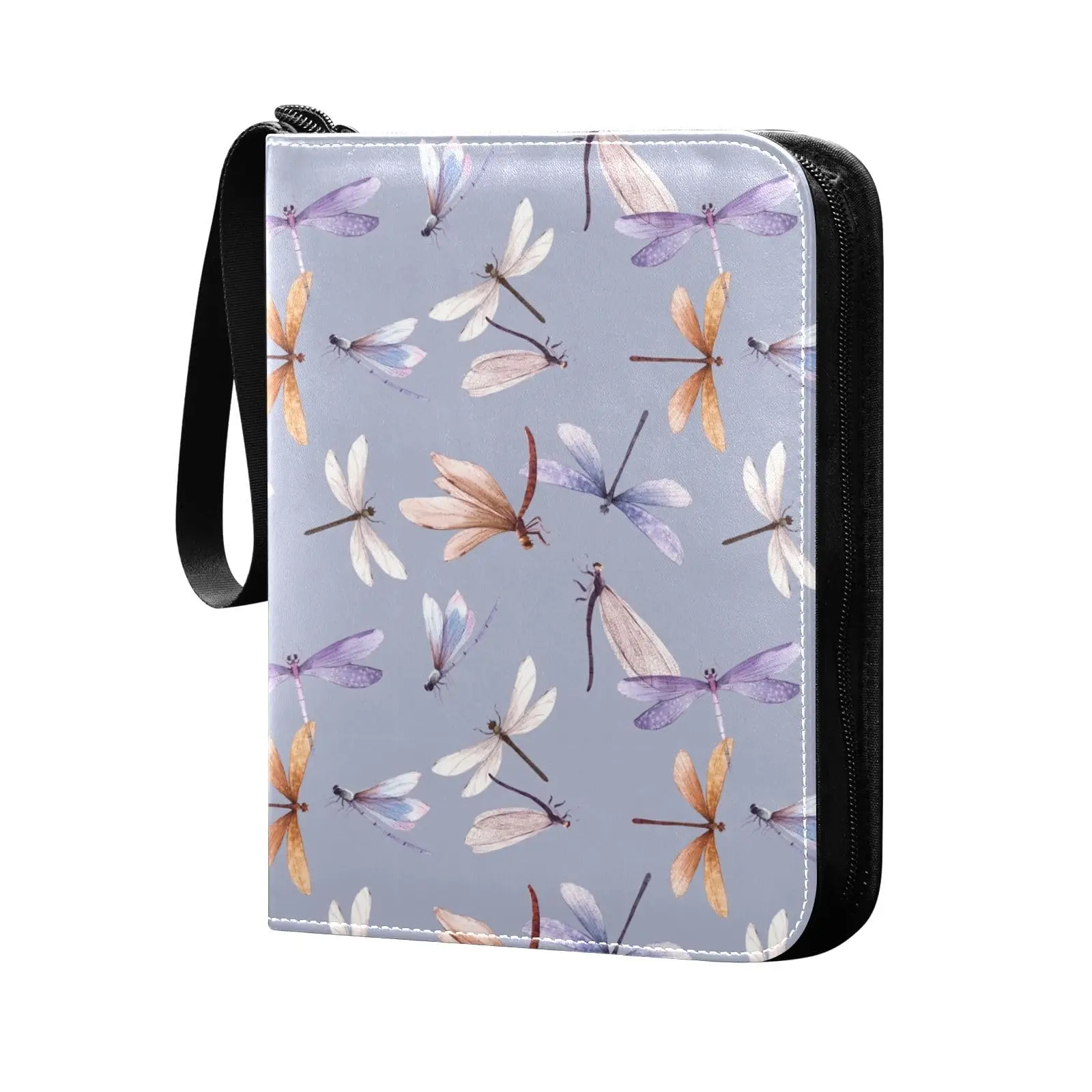 Watercolor Dragonfly 4 Pocket Card Binder, 400 Double Sided Pocket Album for Sport Game Cards, Unique Card Collection Storage