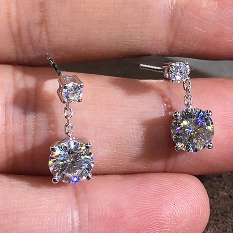 CAOSHI Simple Stylish Women's Dangle Earrings Two Cubic Zirconia Daily Wear Versatile Female Accessories Birthday Jewelry Gifts