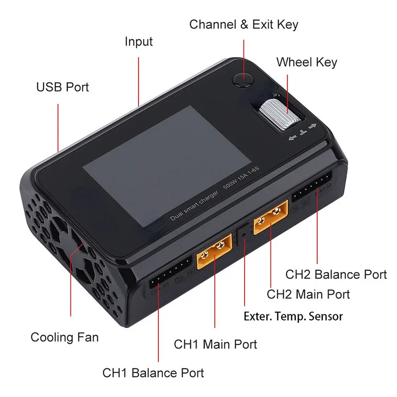 Hot sales Applicable to M6d 500W 15A Model Airplane Lithium Battery Charger 2-6s High Power Balance Charger