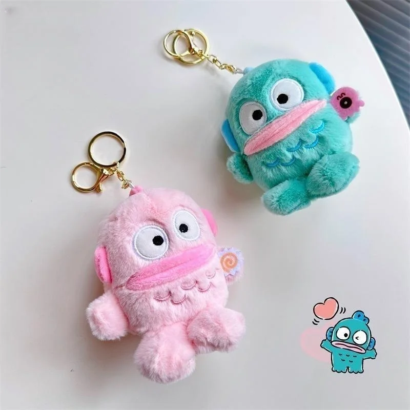 Kawaii Sanrio brutto pesce peluche bambola ciondolo ragazza giapponese cuore cartone animato sirena Hanton pesce mostro coppia ciondolo regalo