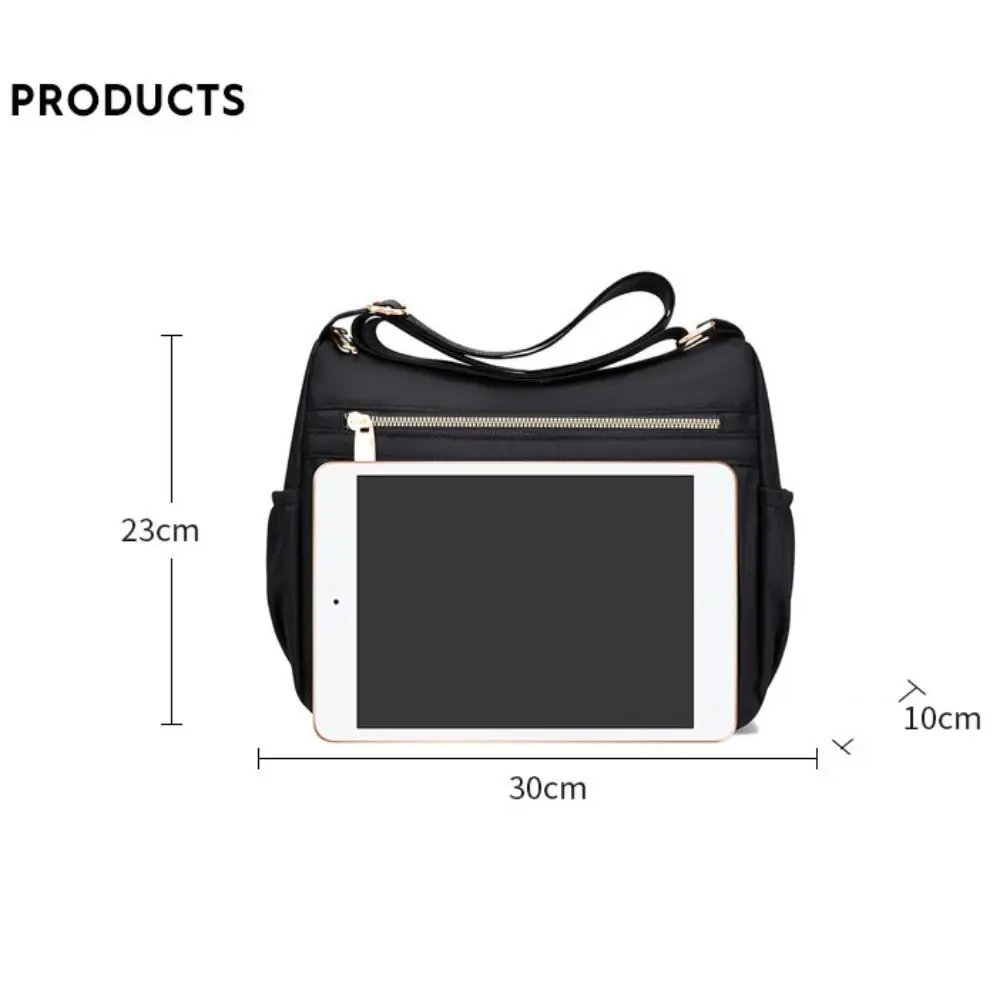 Large Capacity Messenger Bags Portable Casual Nylon Shoulder Bag Waterproof Solid Color Underarm Bag Women Girls