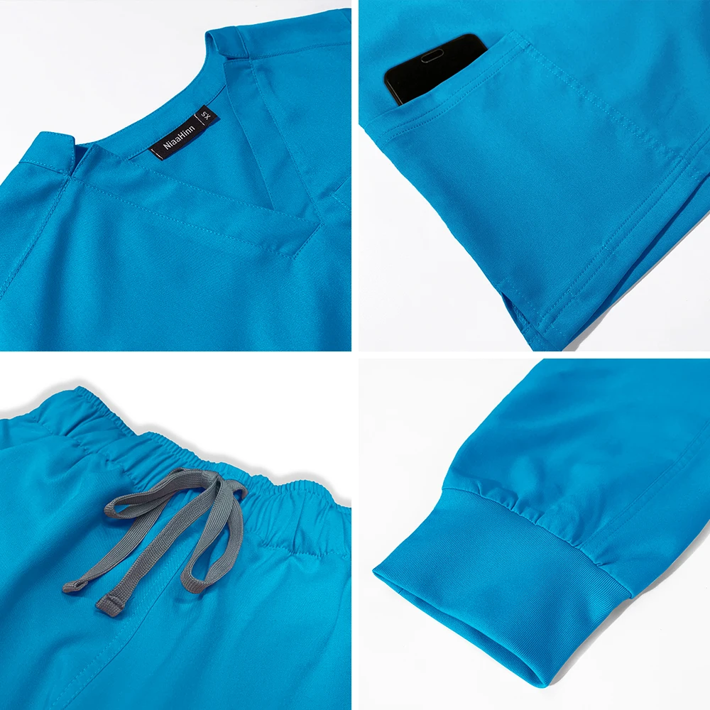 반팔 솔리드 의료 유니폼 남녀공용, 치과 클리닉 간호사 의사 스크럽 세트, 여성 수의학 반려동물 병원 작업복 수트