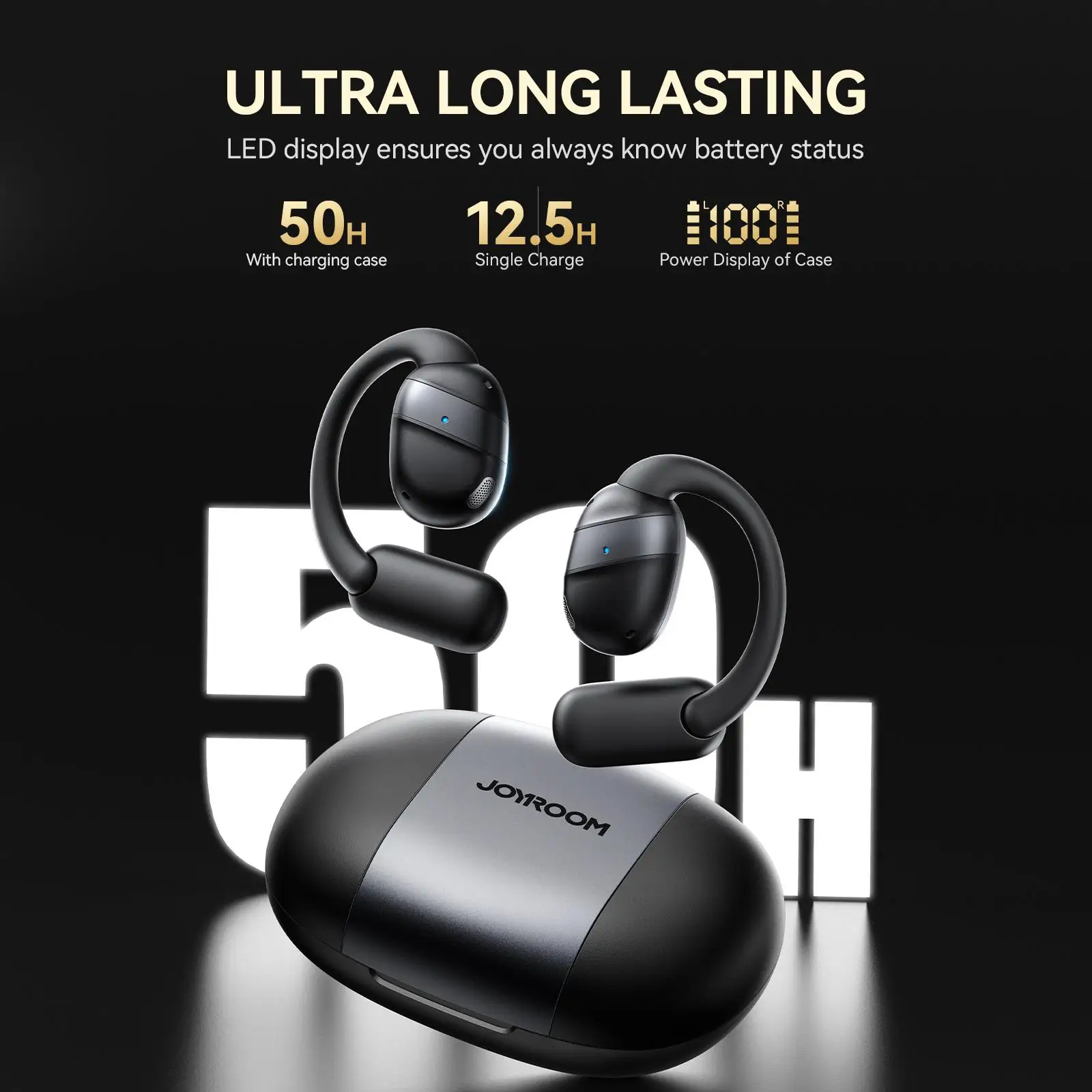 JR-OE4 سماعة أذن وشاحن لاسلكي حقيقي مفتوح الأذن، سماعة رأس بلوتوث 5.4 معلقة على الأذن IPX4 سماعة أذن رياضية مقاومة للماء استمتع بالموسيقى