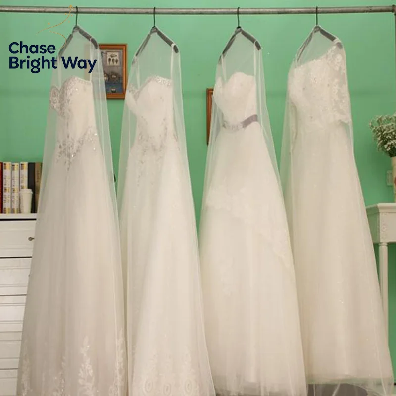 1pcs Transparent 160cm/180cm/200cm Long Soft Tulle Dust Cover Home Clothes Wedding Dress Protector White Mesh Yarn Material
